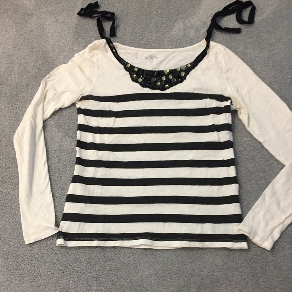 LOFT Tops - Loft  Striped Beaded top Host pick 🎉🎉
